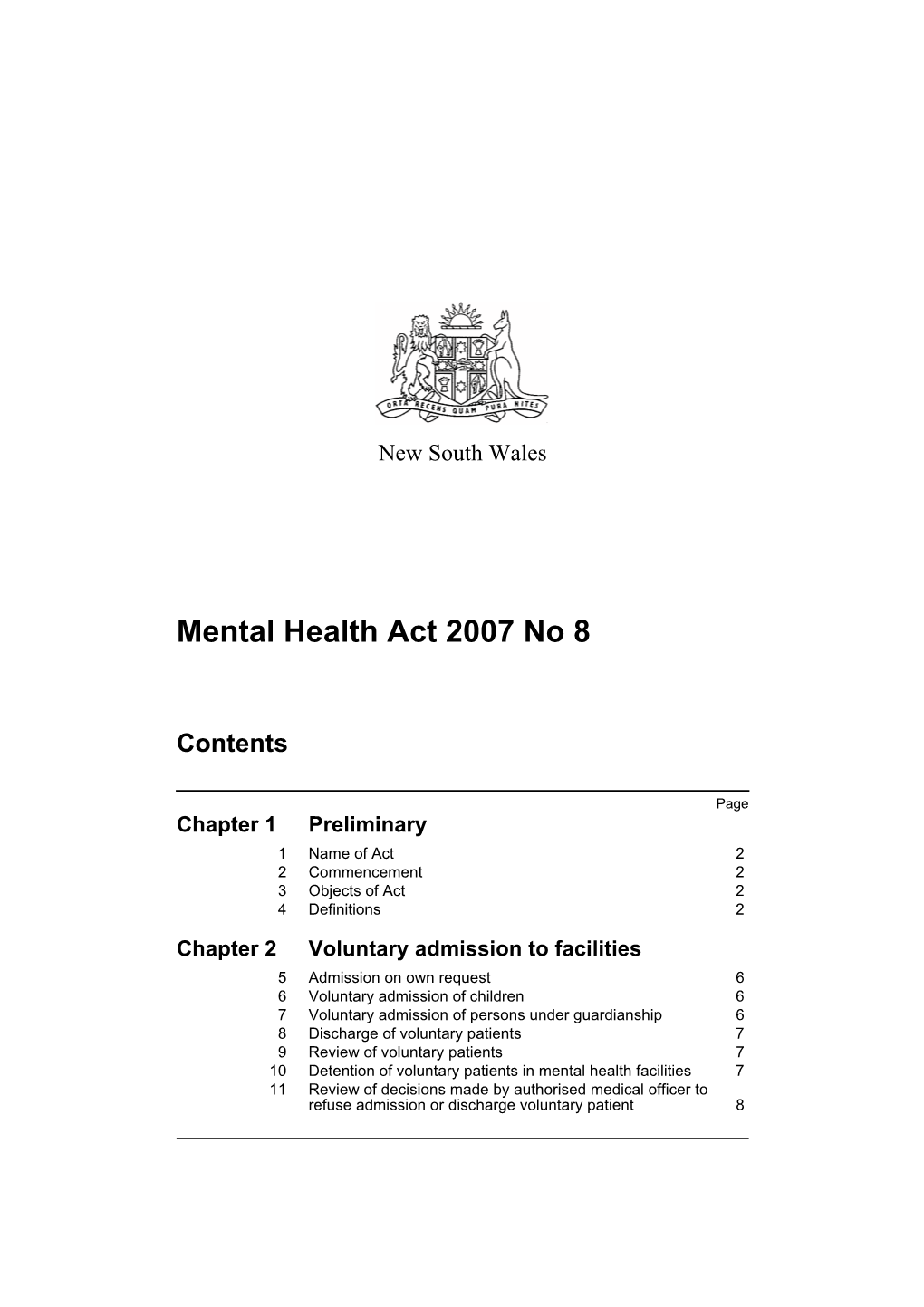 Mental Health Act 2007 No 8
