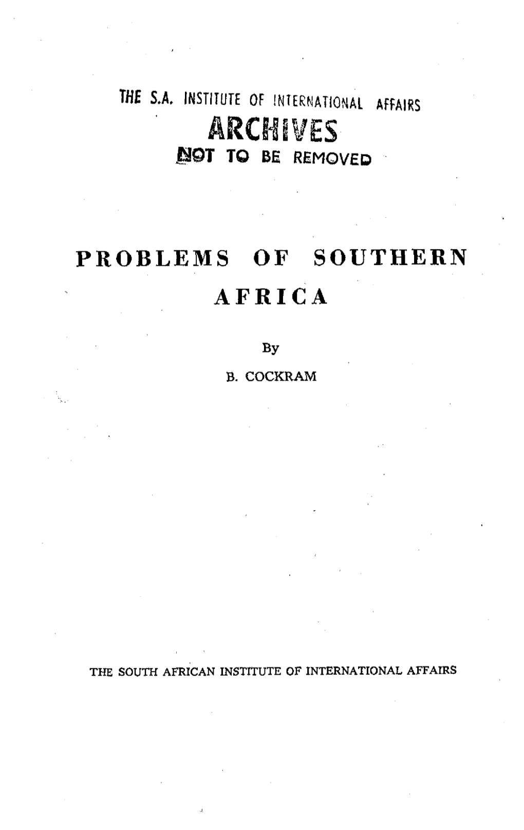 Problems of Southern Africa