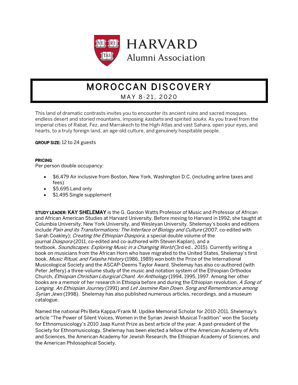 Moroccan Discovery May 8- 21, 2020