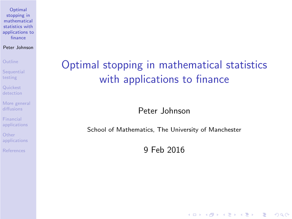 Optimal Stopping in Mathematical Statistics with Applications to Finance