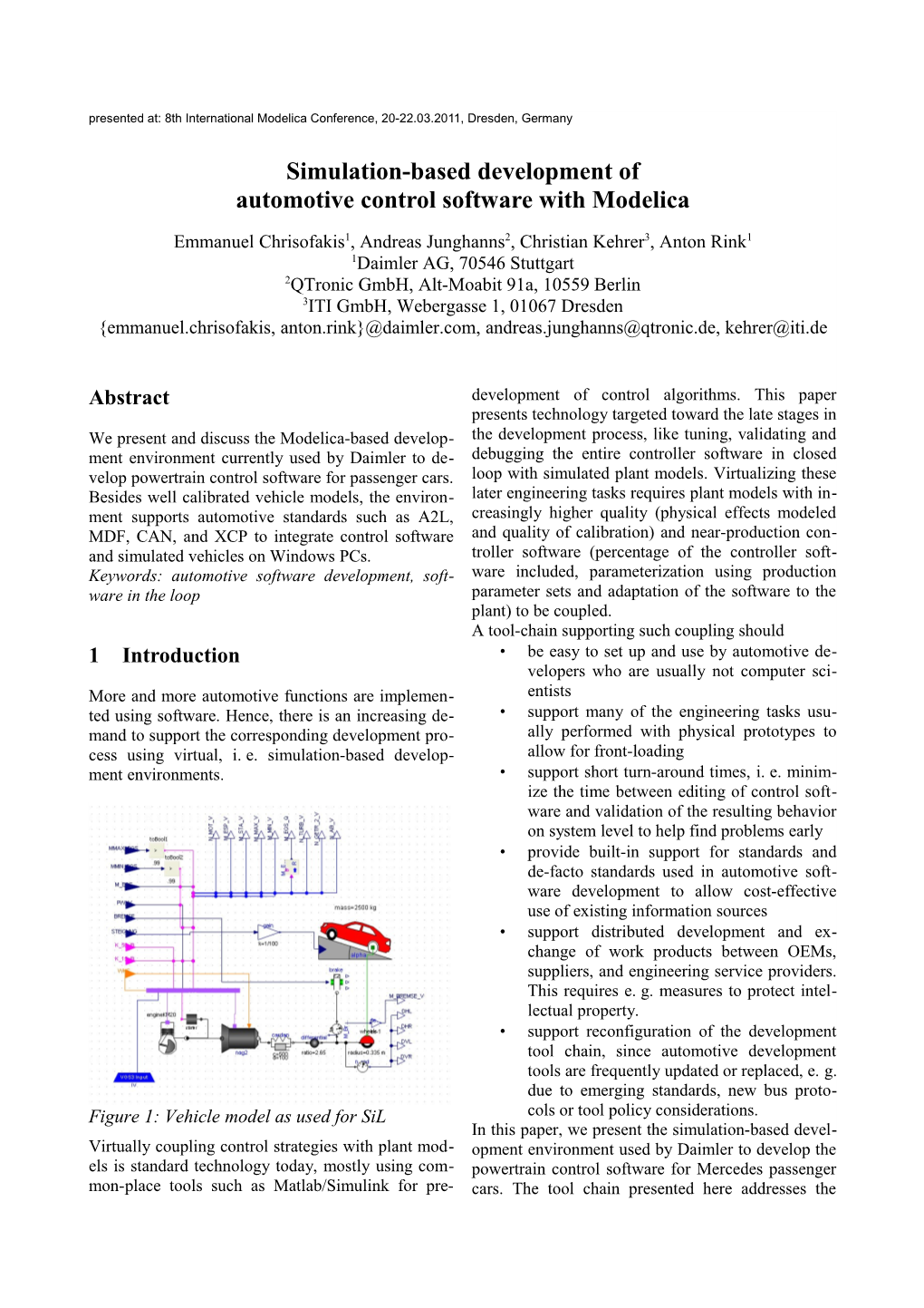 Simulation-Based Development of Automotive Control Software with Modelica