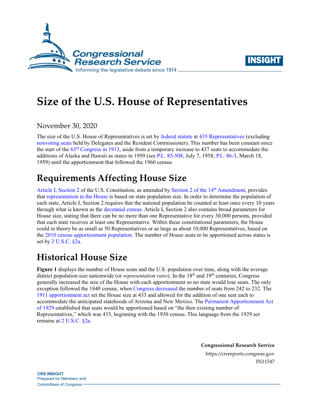 Size of the U.S. House of Representatives