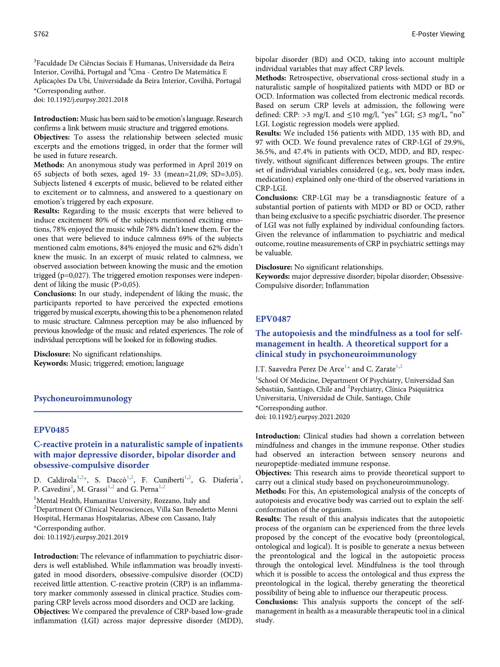 Psychoneuroimmunology EPV0485 C-Reactive Protein in a Naturalistic Sample of Inpatients with Major Depressive Disorder, Bipolar