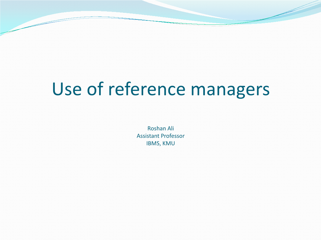 Use of Reference Managers