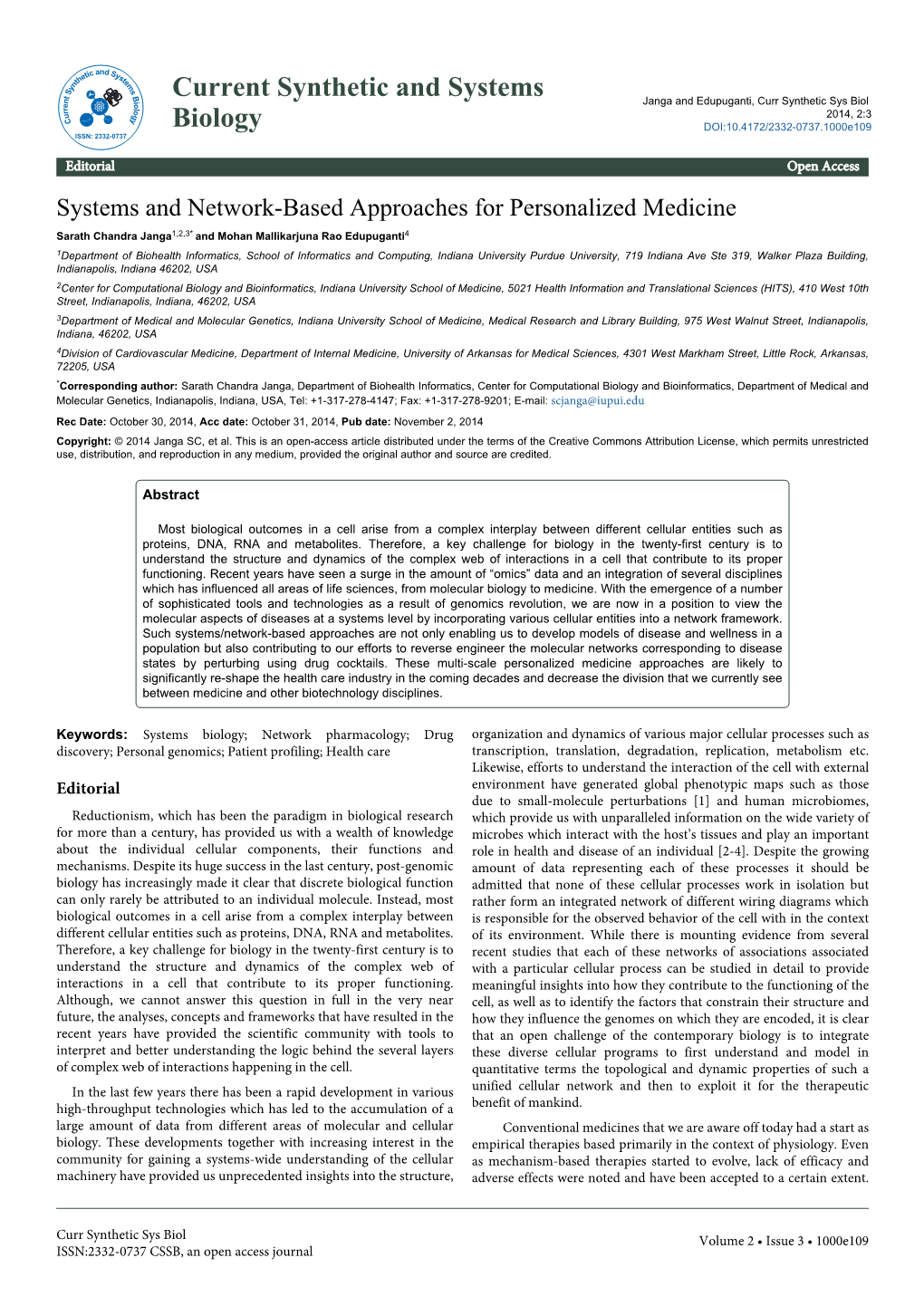 Systems and Network-Based Approaches for Personalized