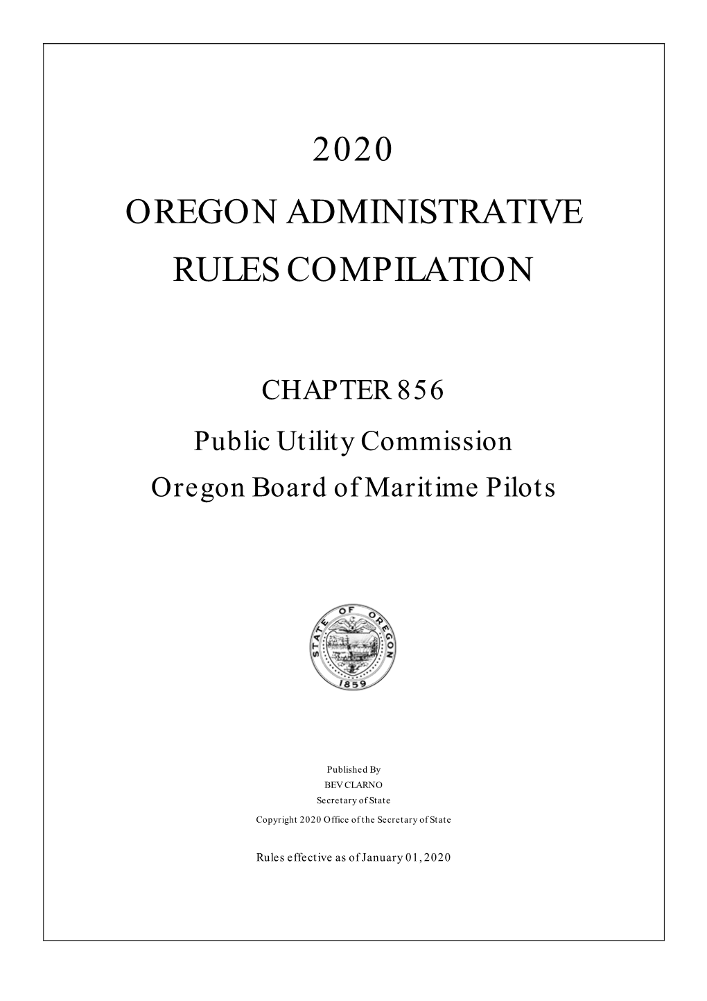 2020 Oregon Administrative Rules Compilation