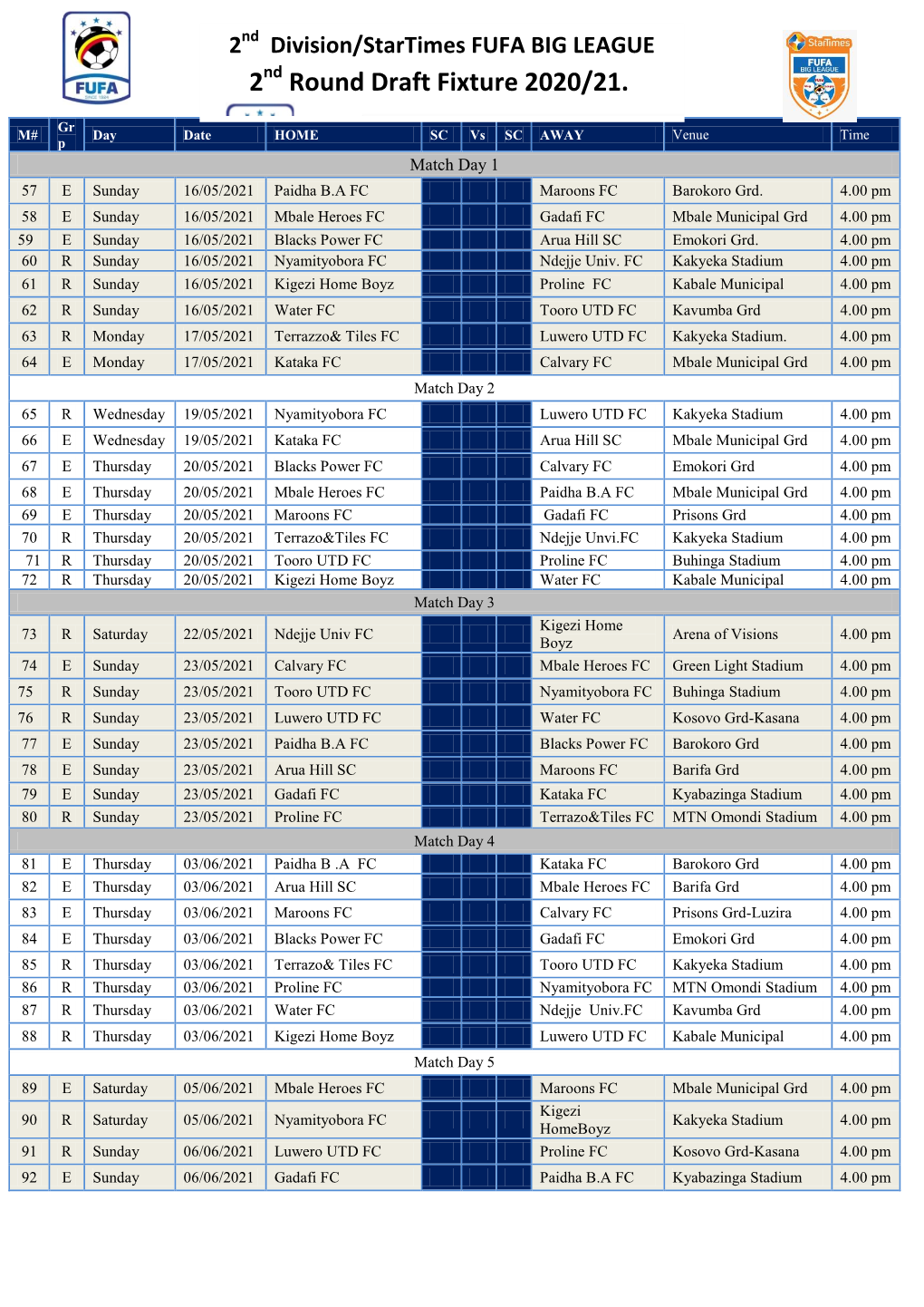 Startimes-Fufa-Big-League-2Nd-Round-Draft-Fixture