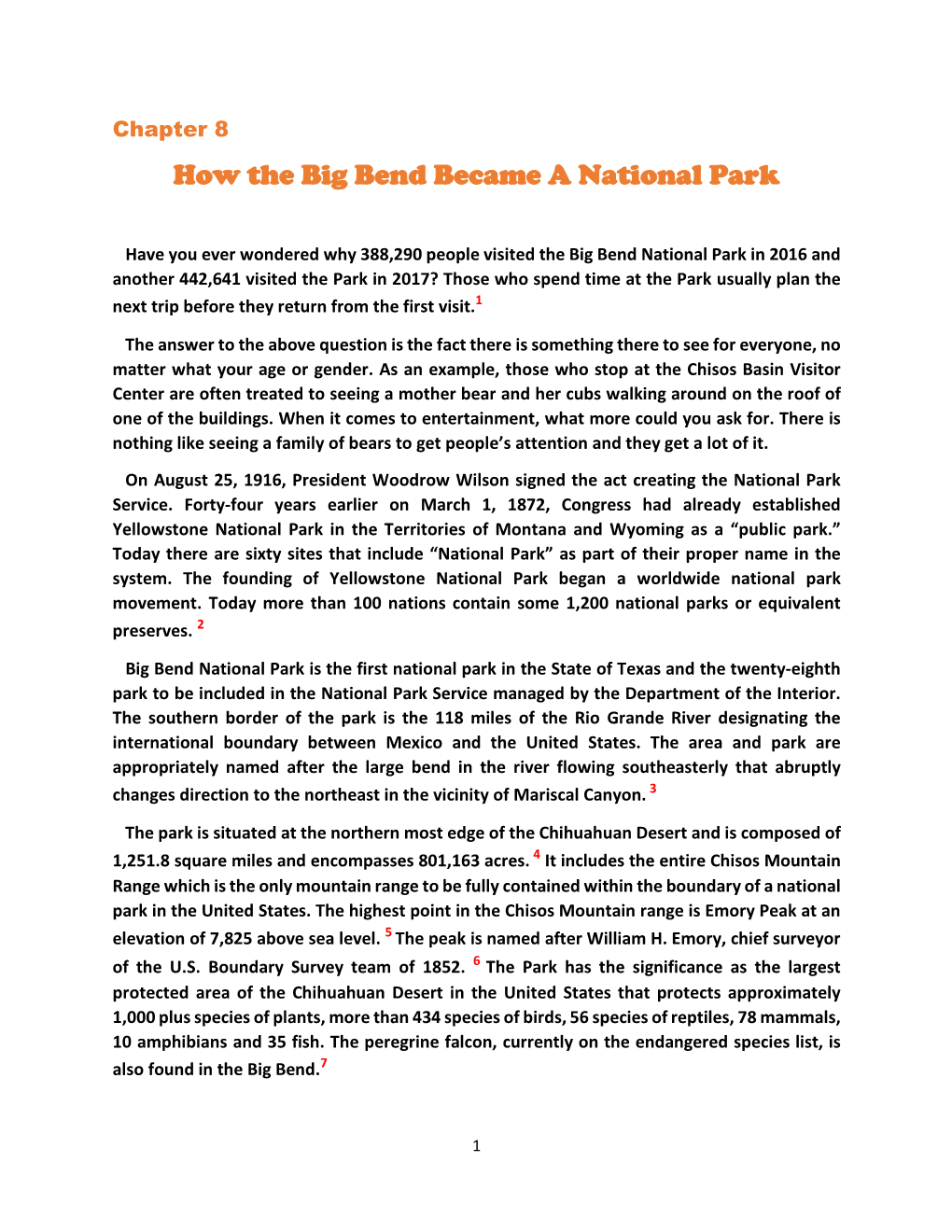 Chapter 8 How the Big Bend Became a National Park