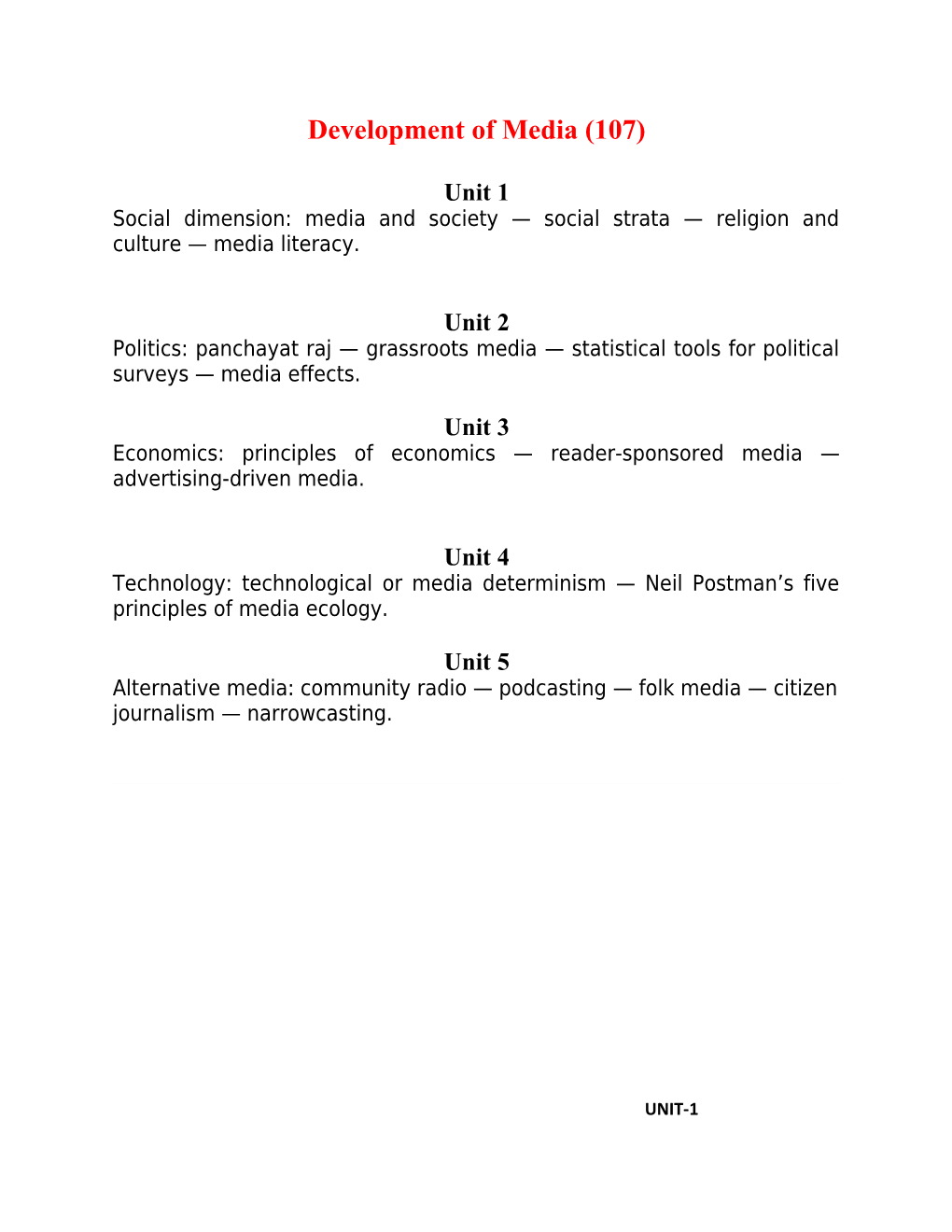 Development of Media (107)