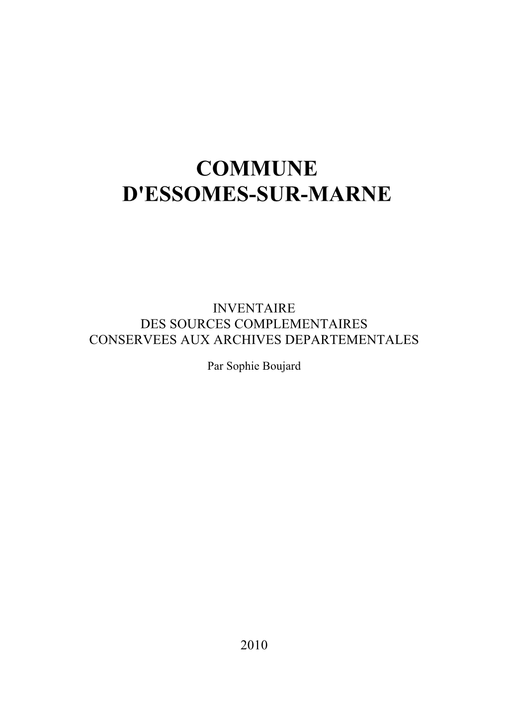 Commune D'essomes-Sur-Marne