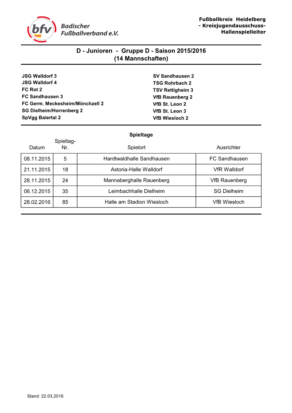 Delberg - Kreisjugendausschuss- Hallenspielleiter