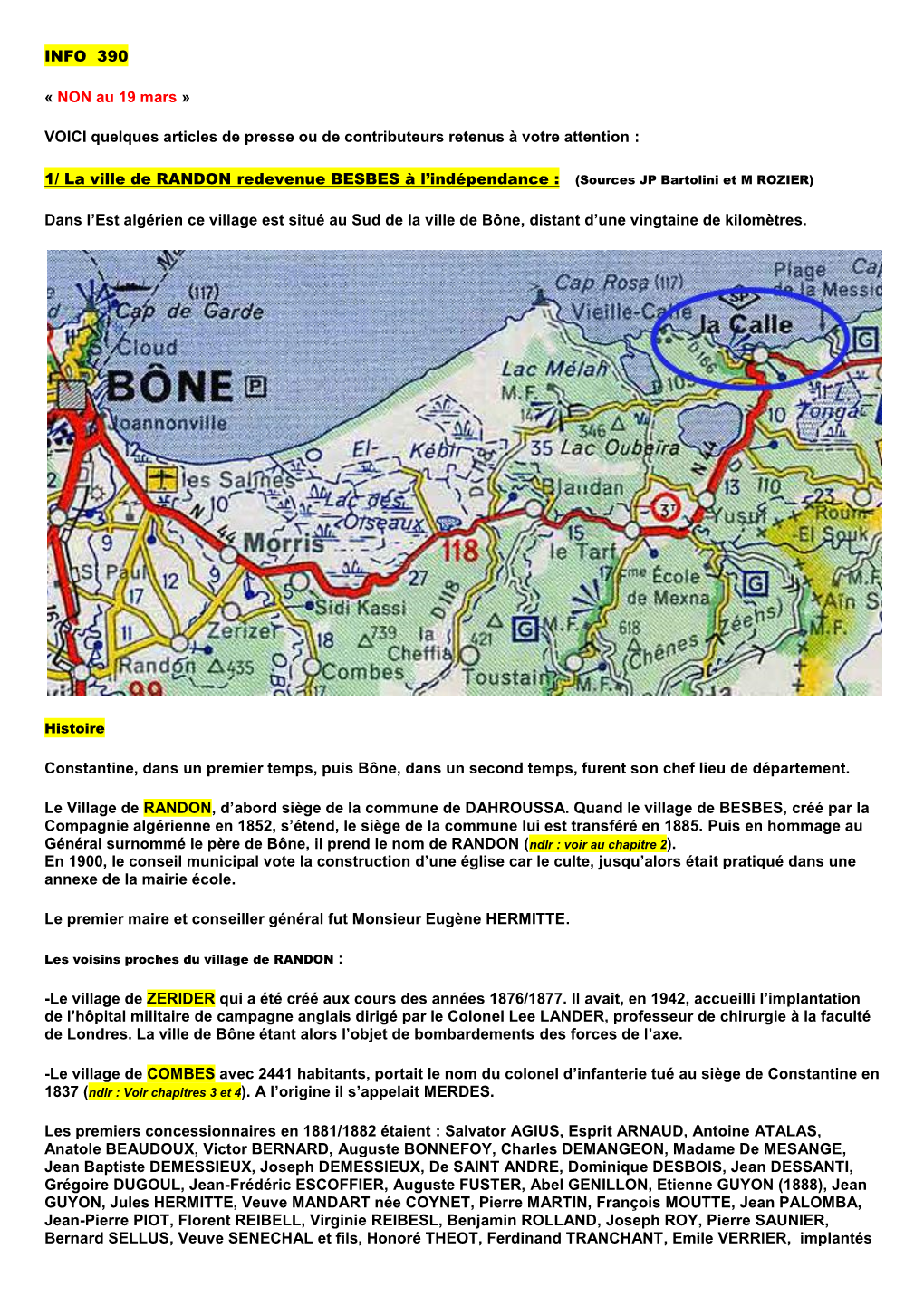 RANDON Redevenue BESBES À L’Indépendance : (Sources JP Bartolini Et M ROZIER)