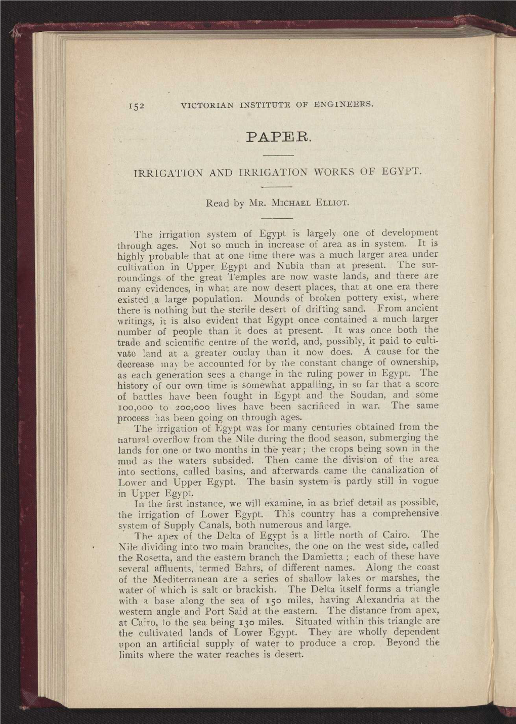 Irrigation and Irrigation Works of Egypt (Paper & Discussion)