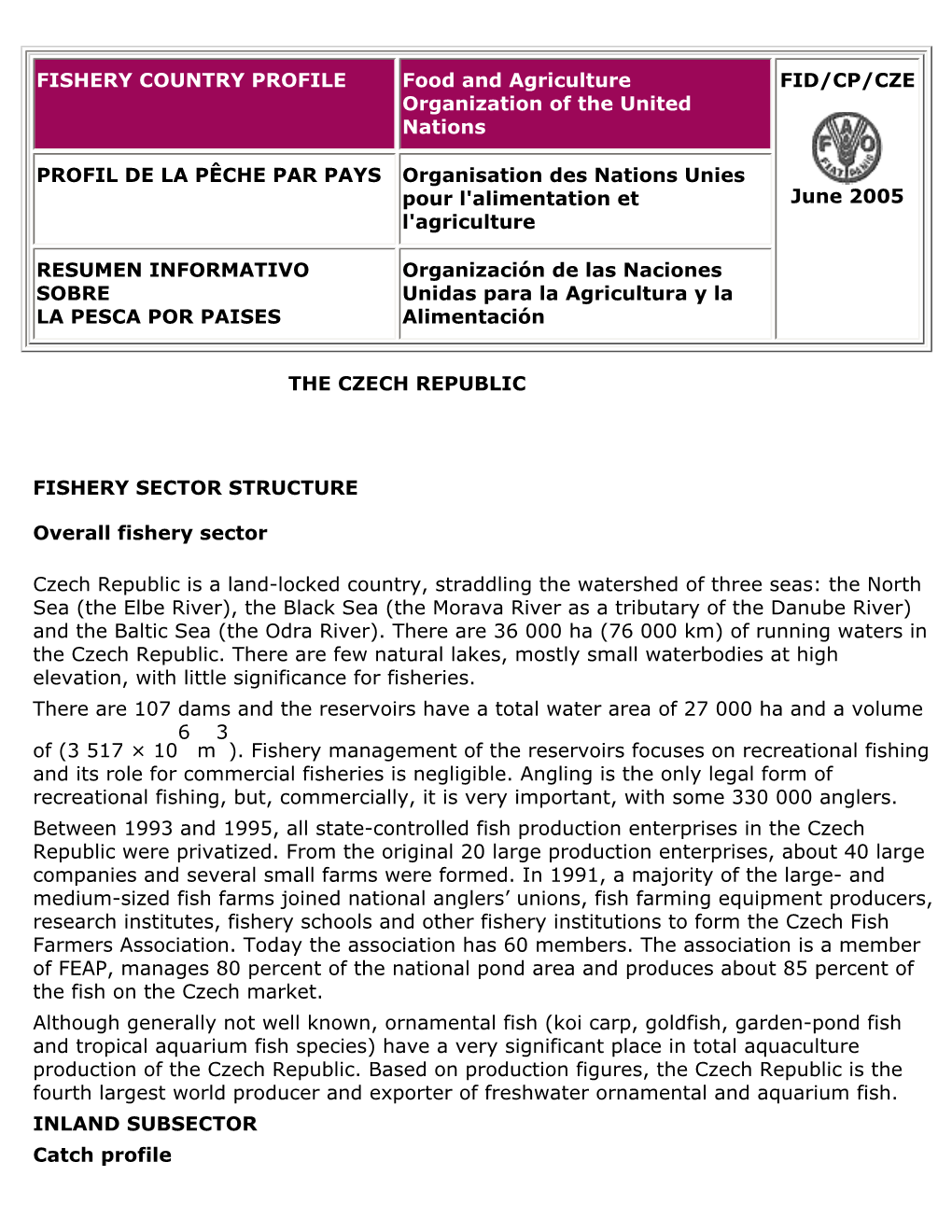 FAO Fishery Country Profile