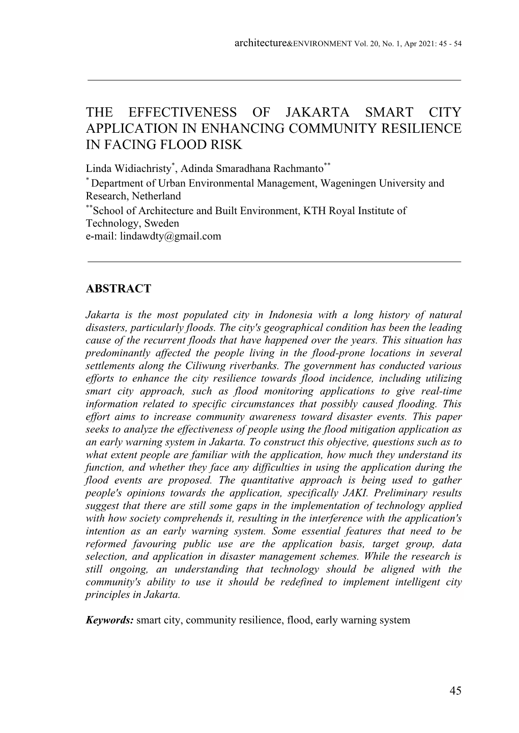 The Effectiveness of Jakarta Smart City Application in Enhancing Community Resilience in Facing Flood Risk