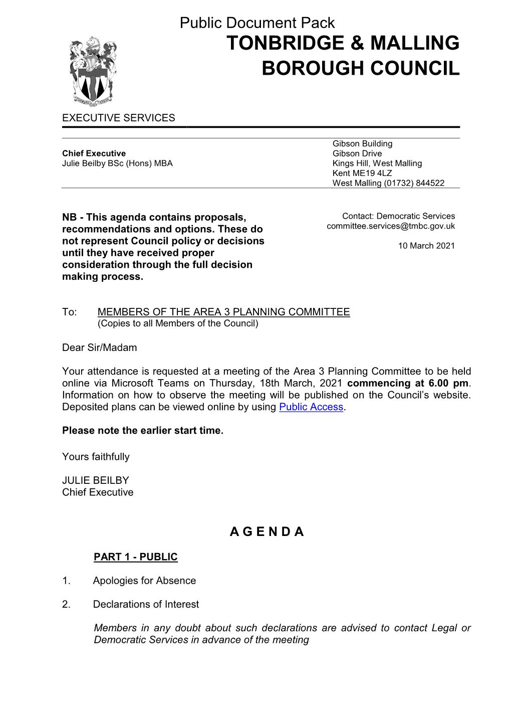 (Public Pack)Agenda Document for Area 3 Planning Committee, 18/03