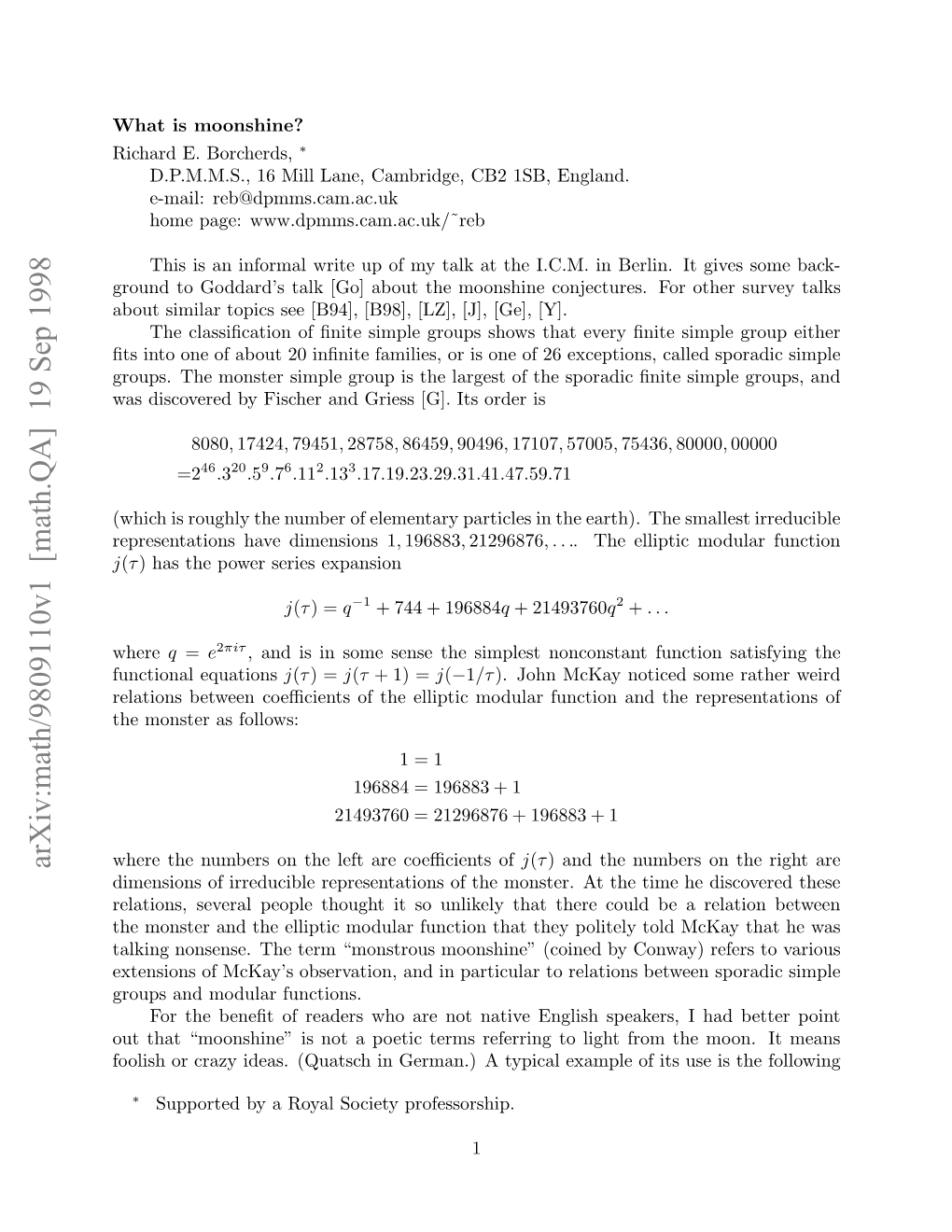 [Math.QA] 19 Sep 1998 Bu Iia Oisse[9] B8,[Z,[] G] [Y]