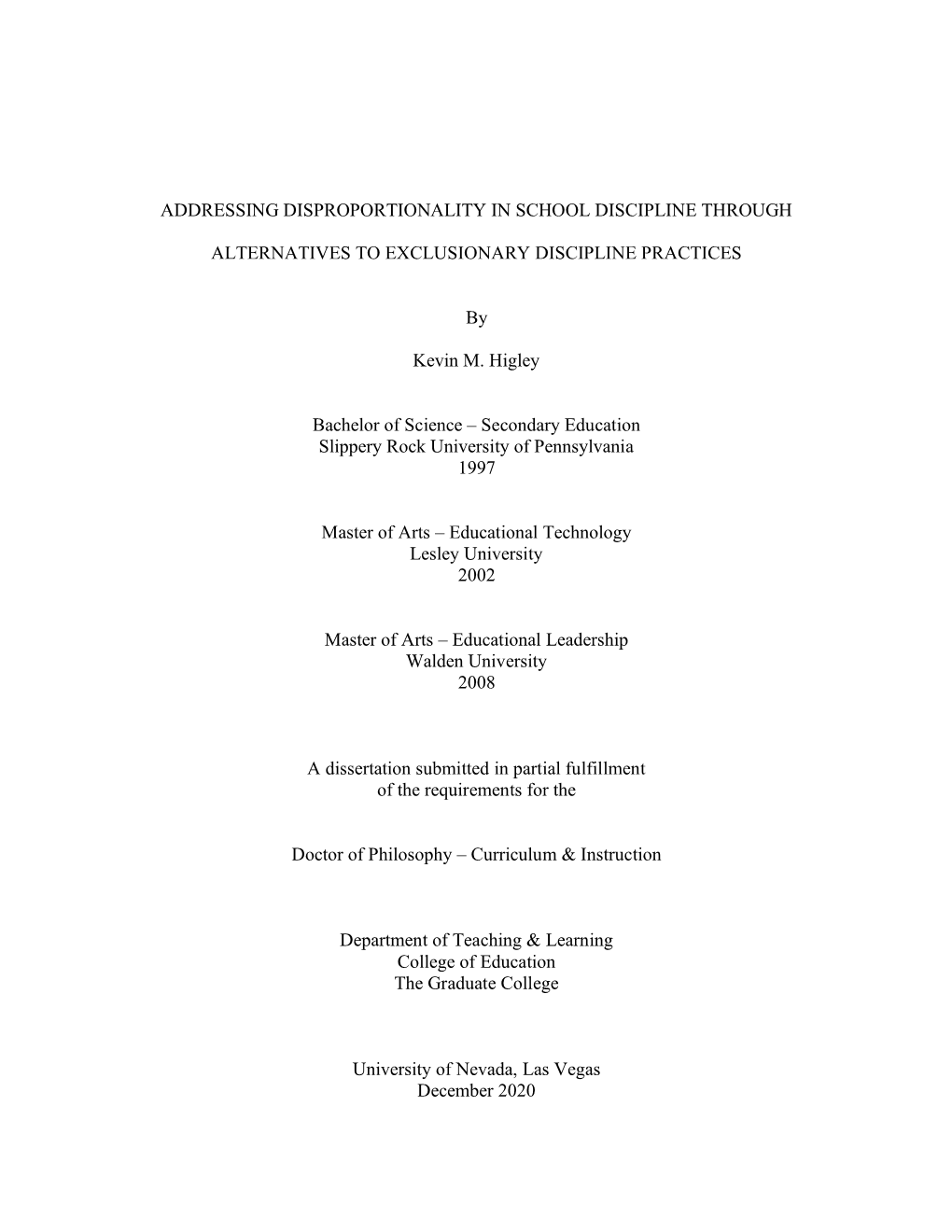 Addressing Disproportionality in School Discipline Through