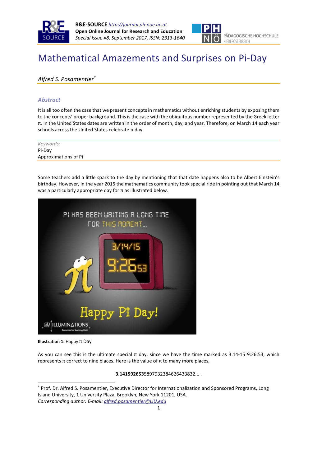 Mathematical Amazements and Surprises on Pi-Day