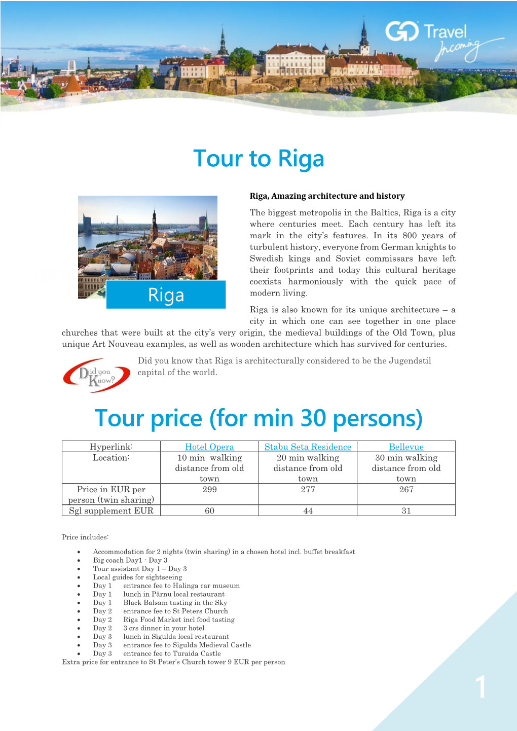 Tour to Riga