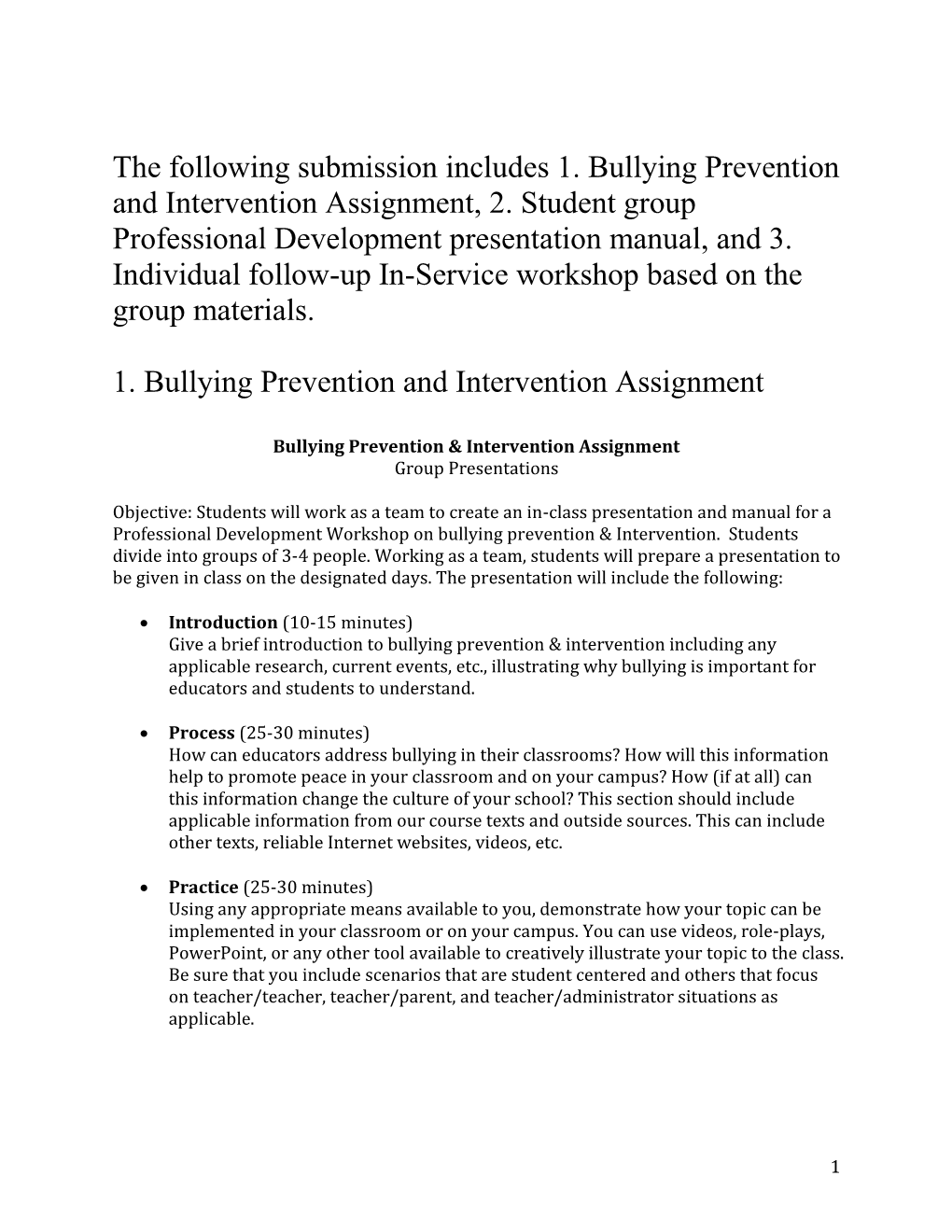 Anti-Bullying Assignments