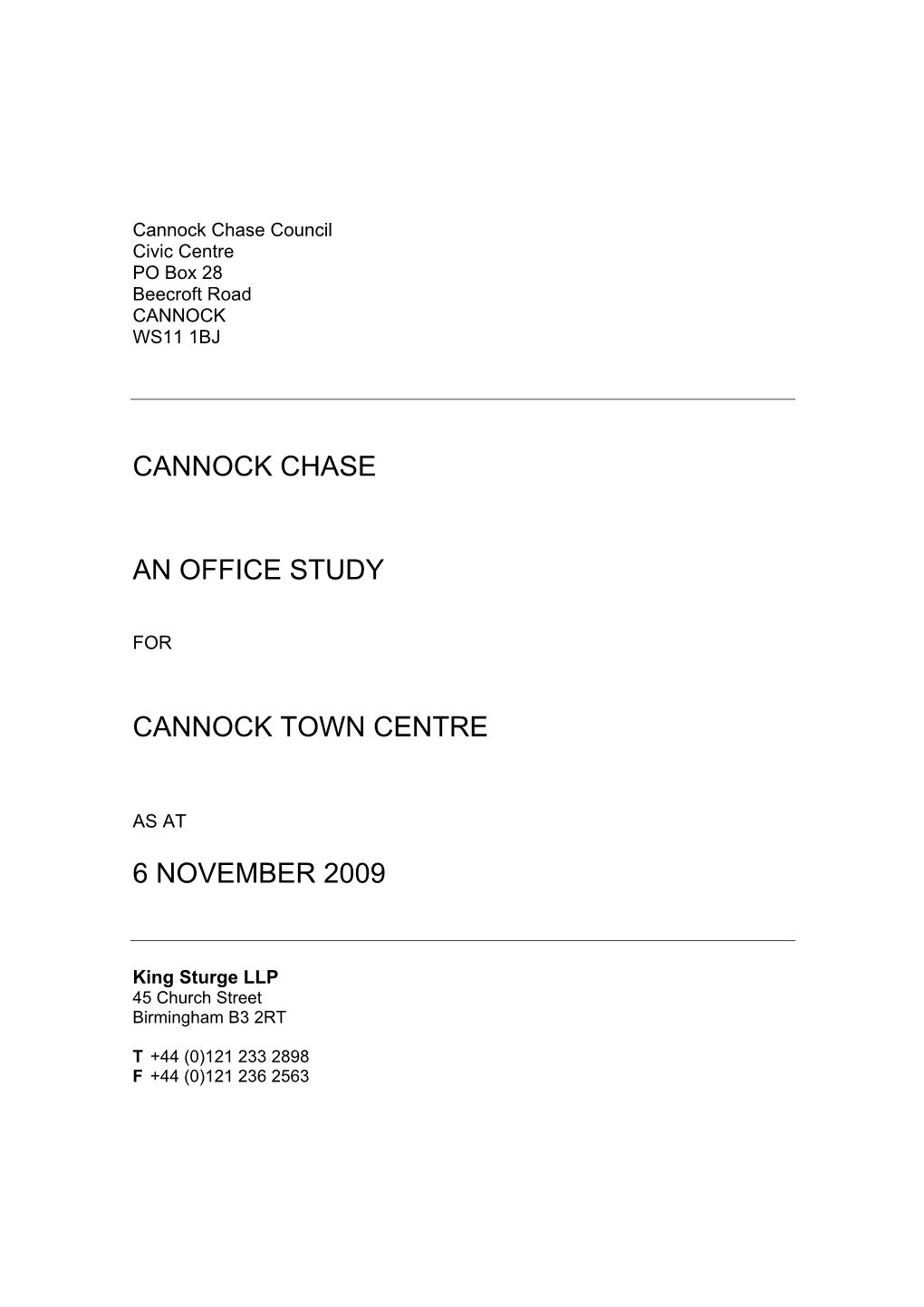Offices Study for Cannock Town Centre