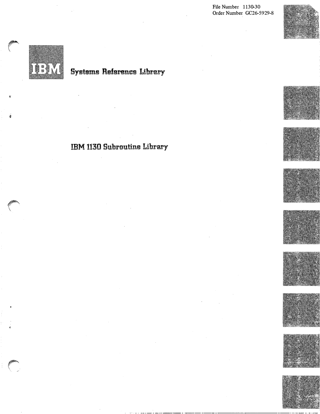 Systems Reference Library IBM 1130 Subroutine Library