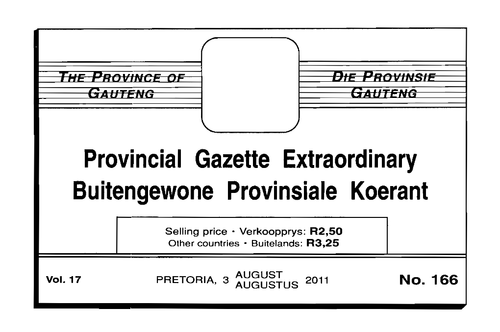 Provincial Gazette Extraordinary Bu Itengewone Provinsiale Koerant