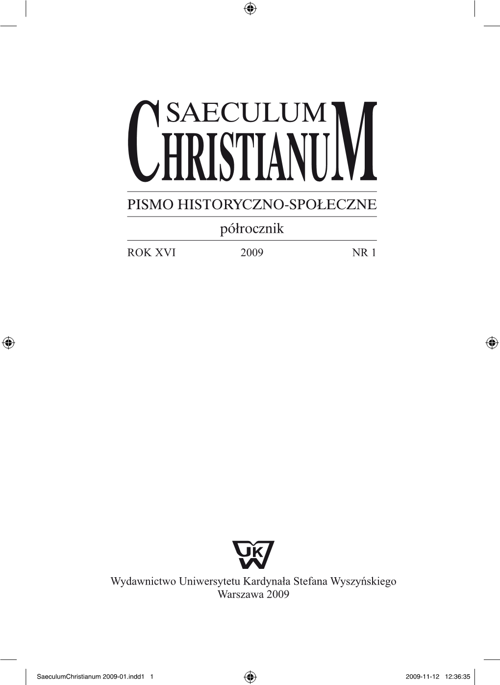 Saeculumchristianum 2009-01.Indd