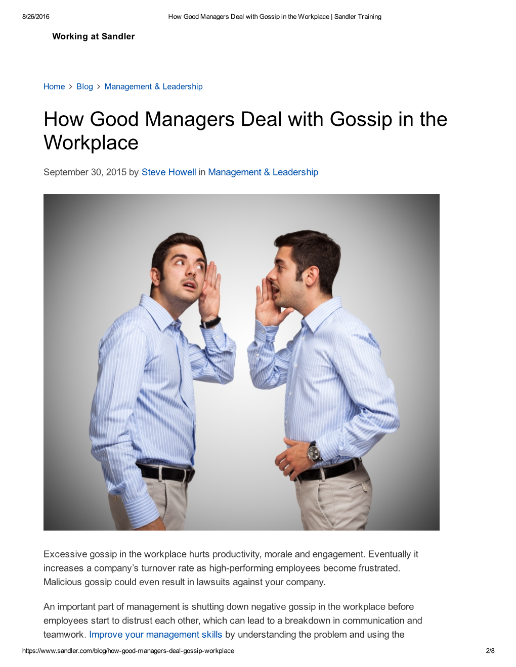 How Good Managers Deal with Gossip in the Workplace | Sandler Training