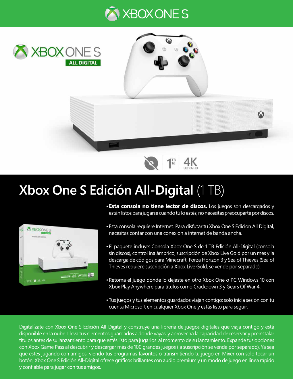 Xbox One S Edición All-Digital (1 TB)