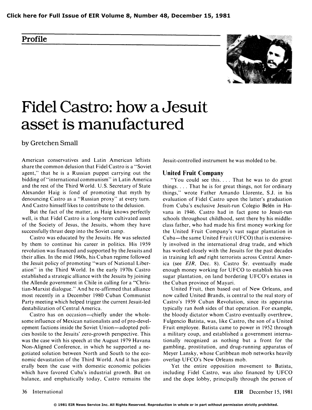 Fidel Castro: How a Jesuit Asset Is Manufactured