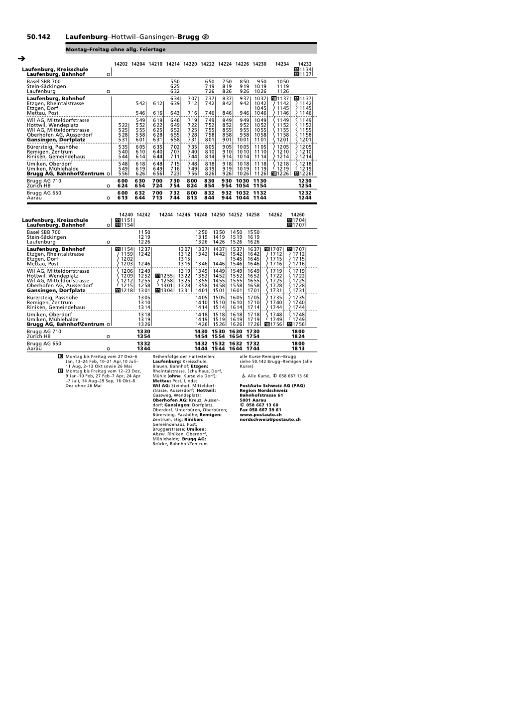 50.142 Laufenburg–Hottwil–Gansingen–Brugg Û