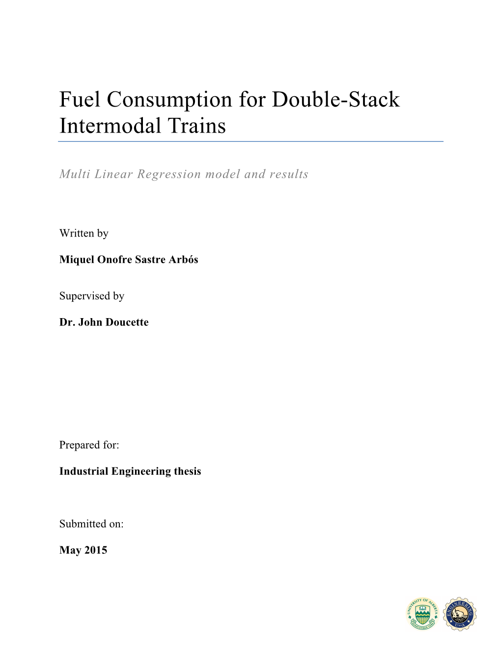 Fuel Consumption for Double-Stack Intermodal Trains