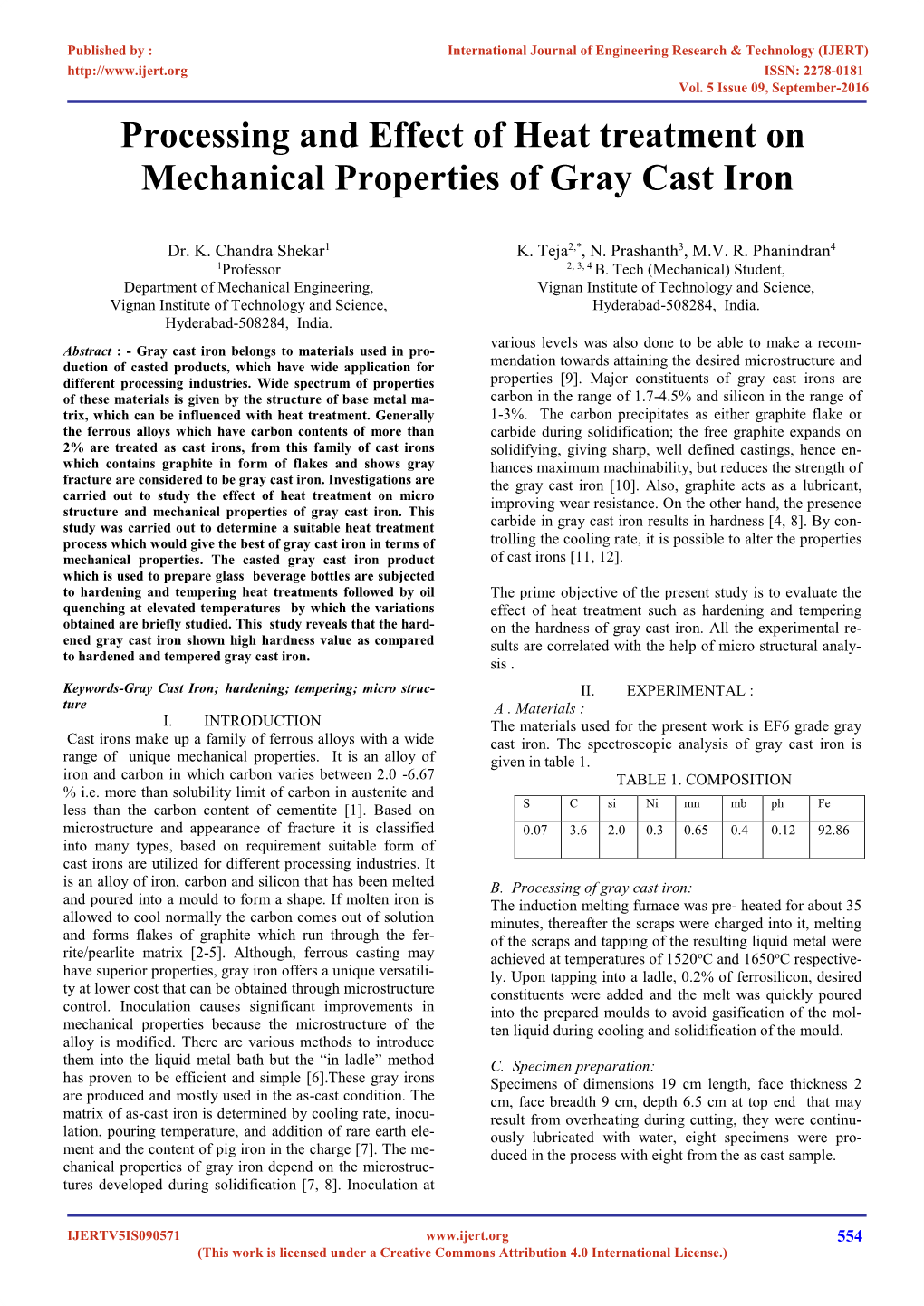 Processing and Effect of Heat Treatment on Mechanical Properties of Gray Cast Iron