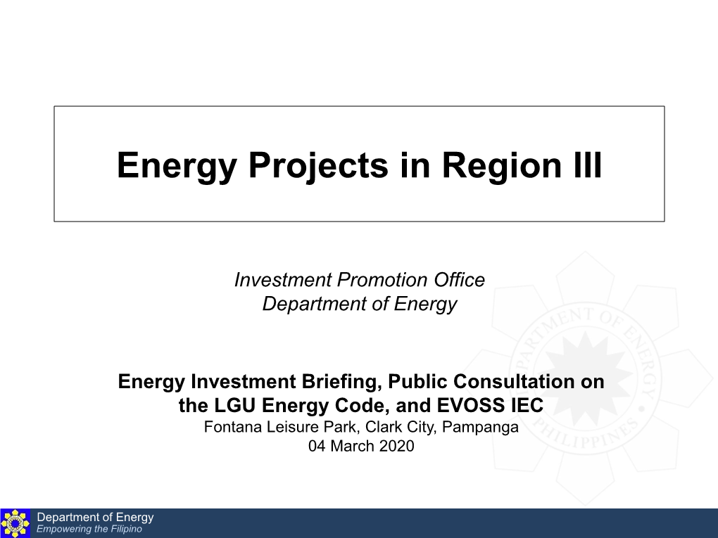 Energy Projects in Region III