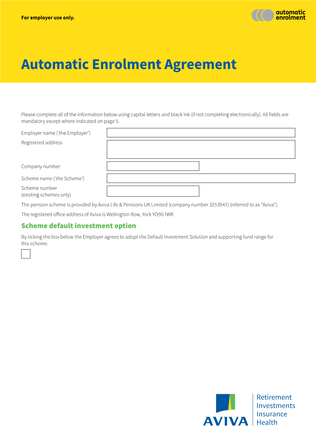 Automatic Enrolment Agreement