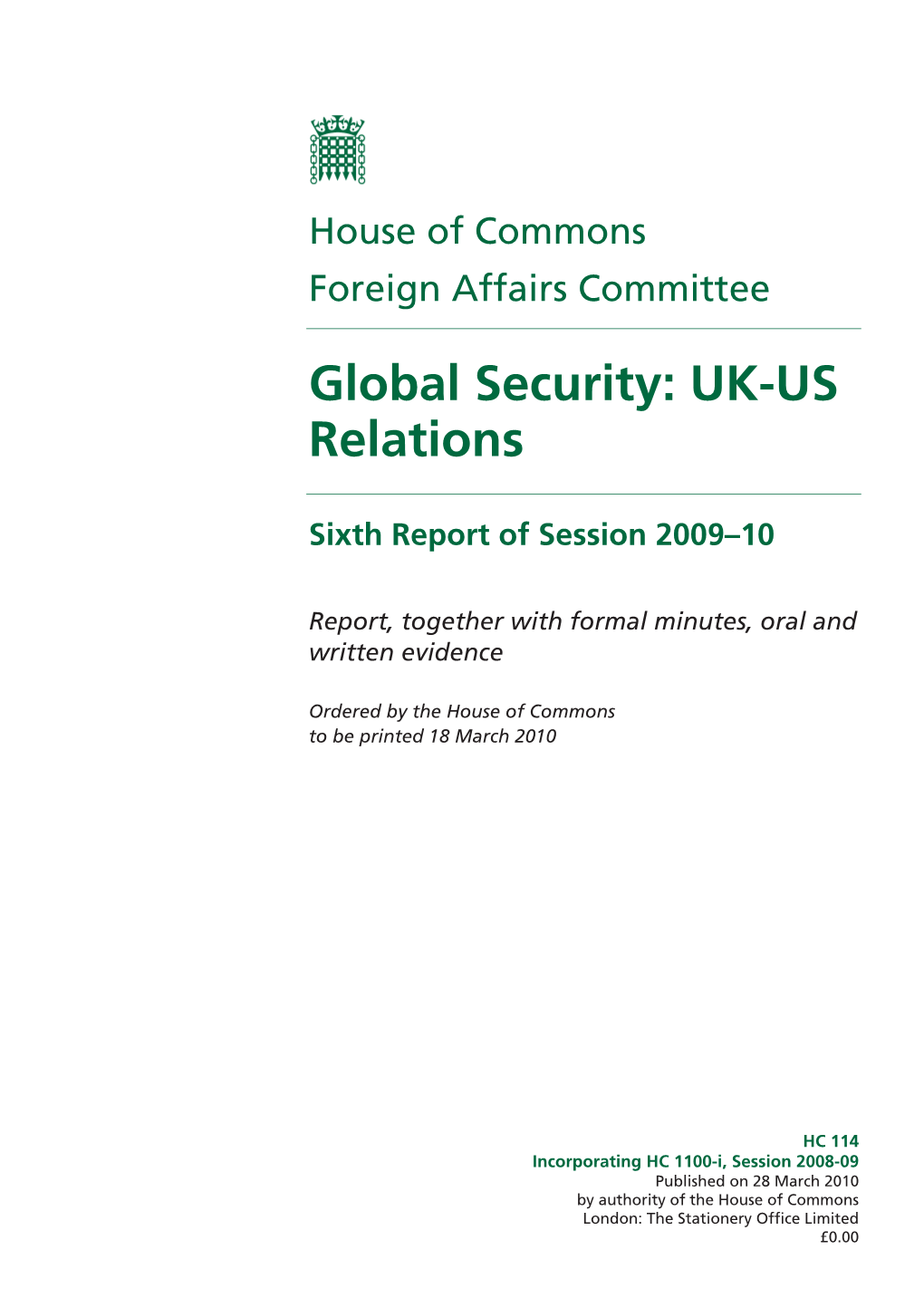 Global Security: UK-US Relations