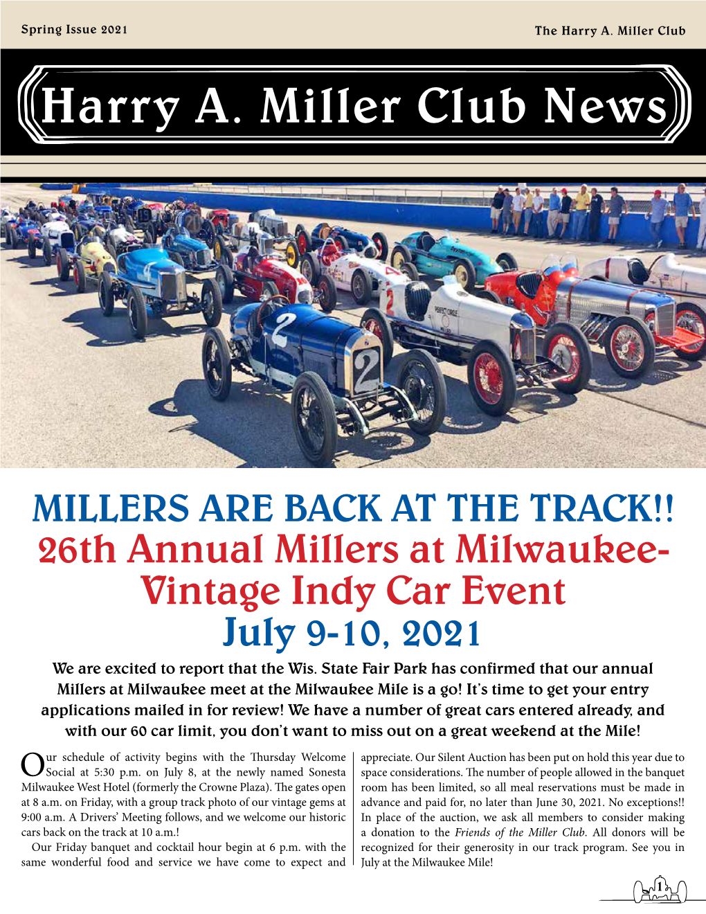 Harry A. Miller Club News