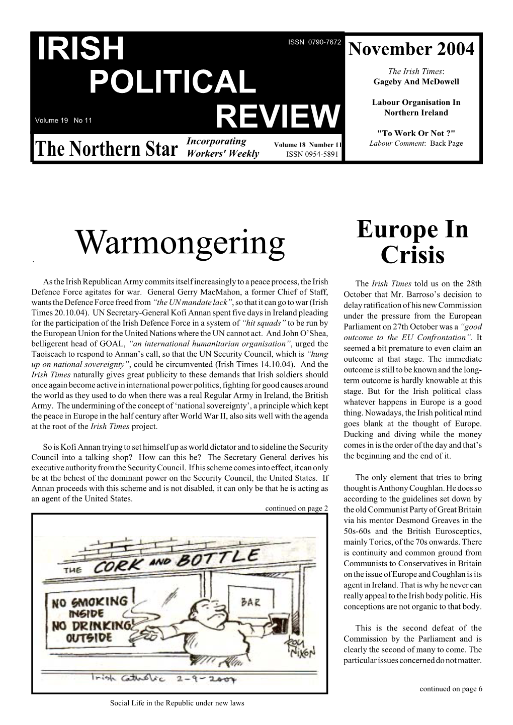 Irish Political Review, November 2004