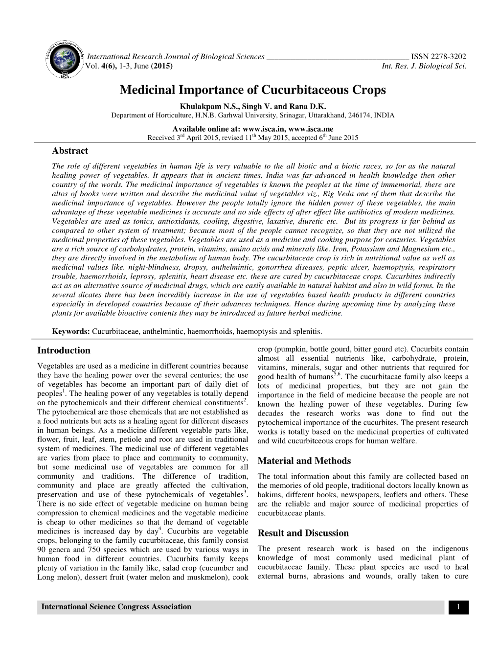 Medicinal Importance of Cucurbitaceous Crops