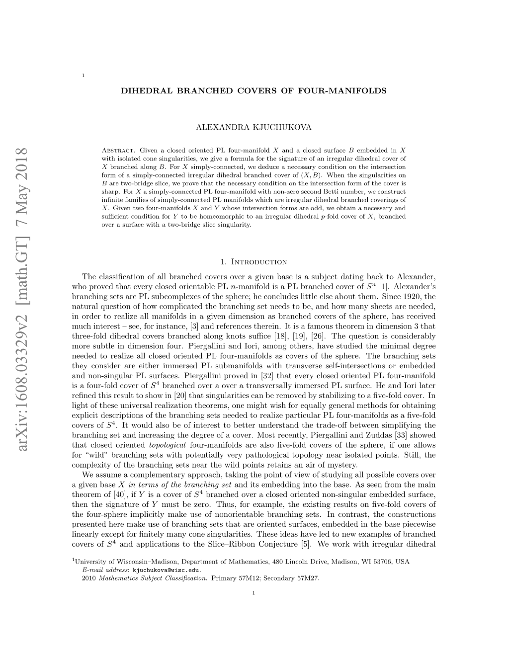 Dihedral Branched Covers of Four-Manifolds 3