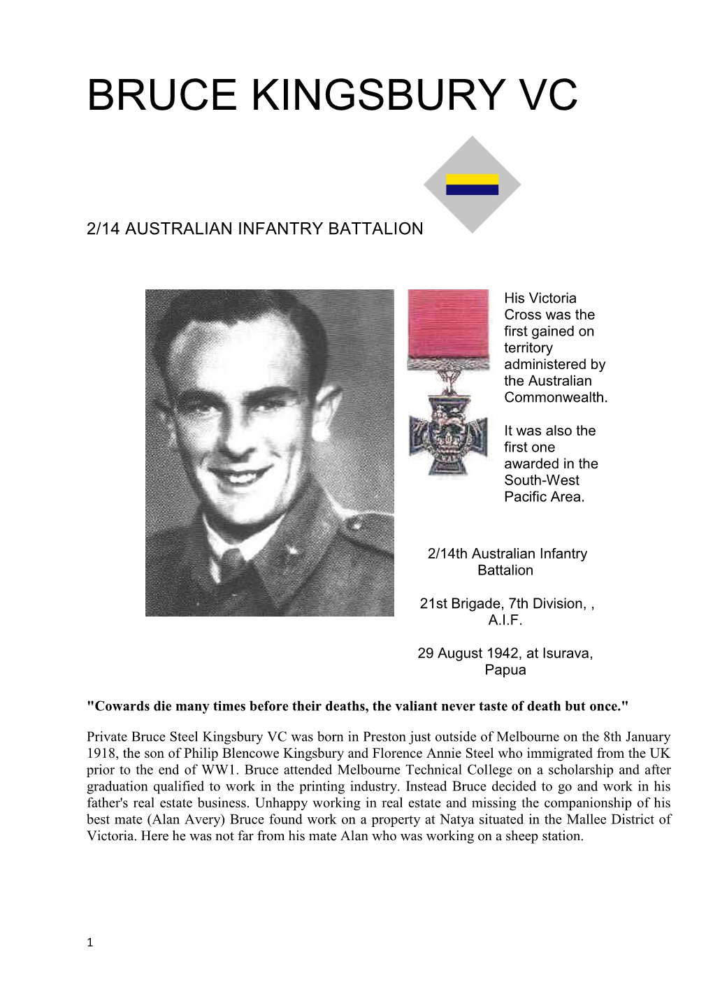 Bruce Kingsbury Vc