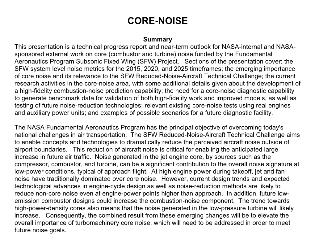 NASA FAP SFW Core Noise