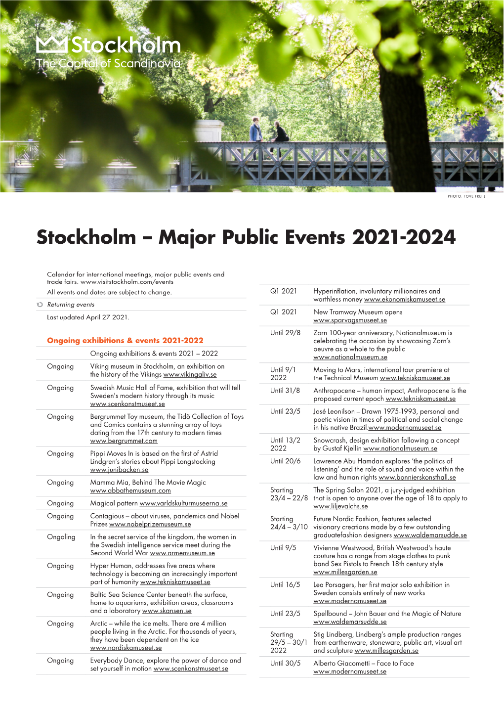 Major Public Events 2021-2024