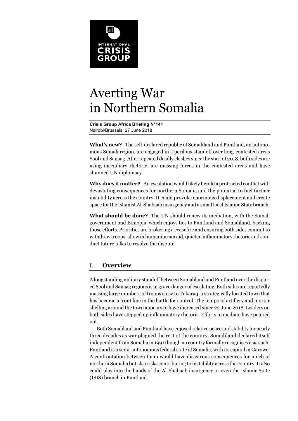 B141 Averting War in Northern Somalia