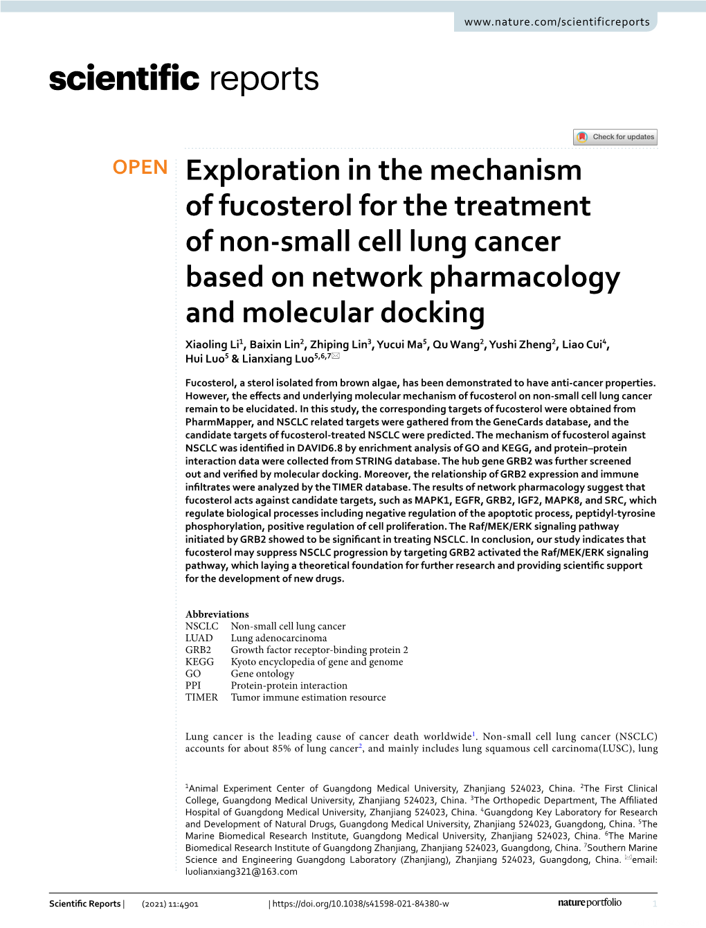 Exploration in the Mechanism of Fucosterol for the Treatment of Non