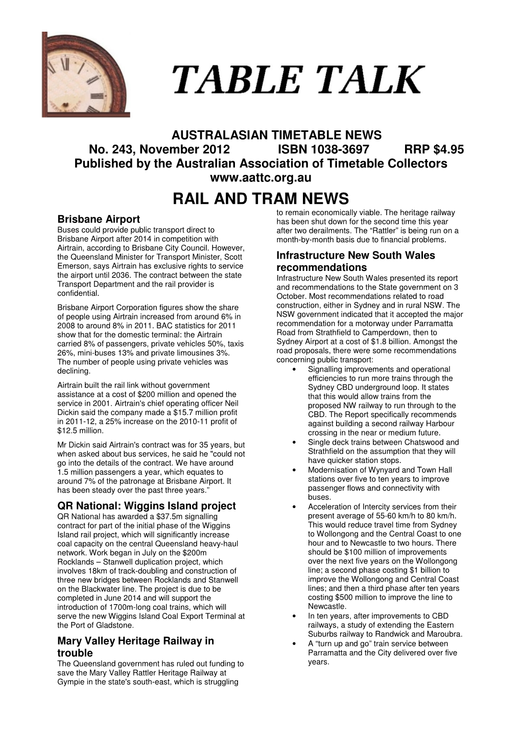 RAIL and TRAM NEWS to Remain Economically Viable