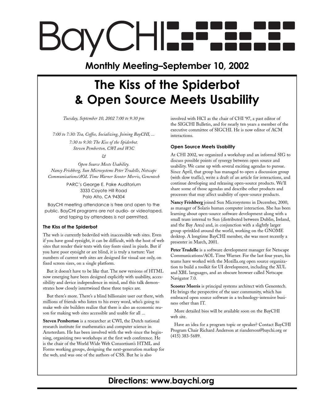 The Kiss of the Spiderbot & Open Source Meets Usability
