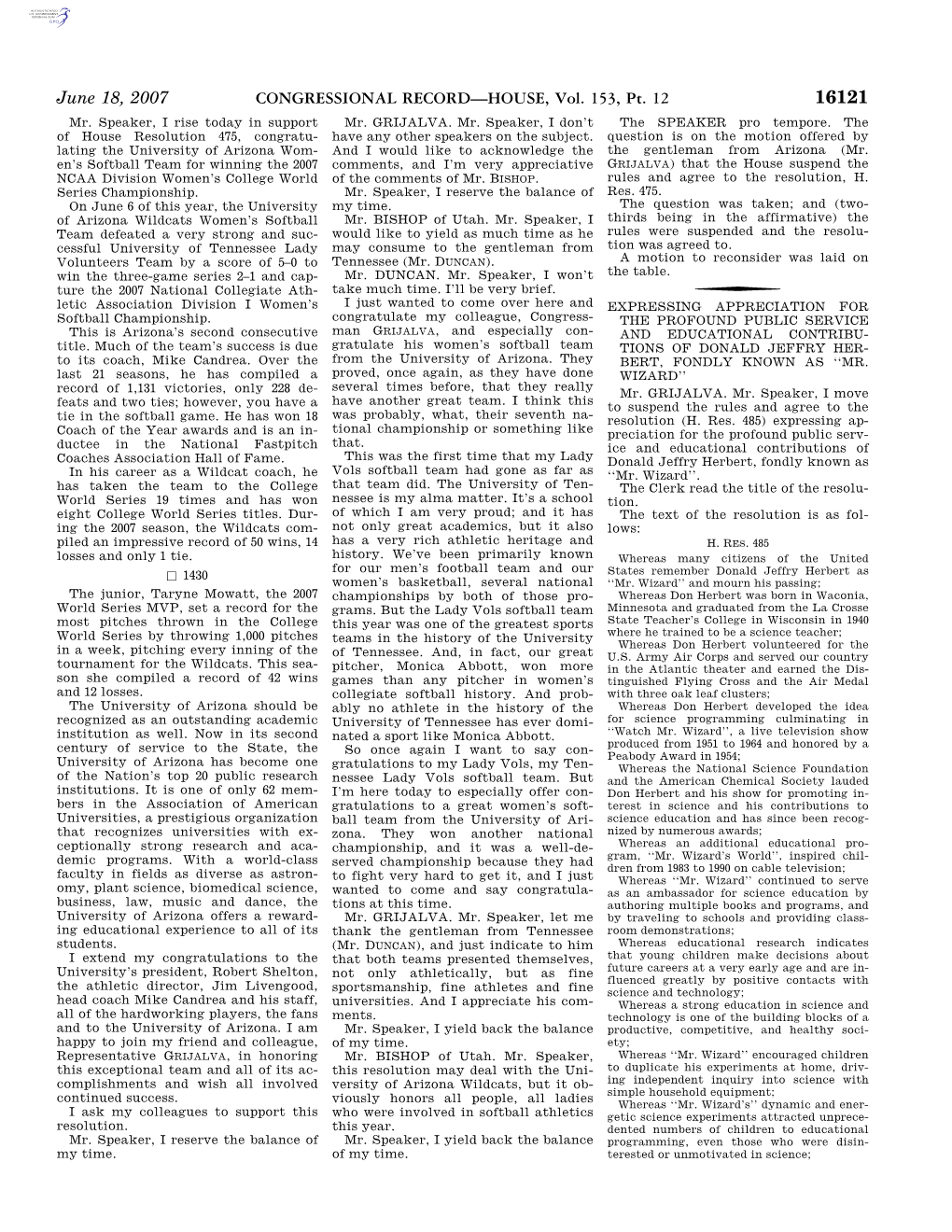 CONGRESSIONAL RECORD—HOUSE, Vol. 153, Pt